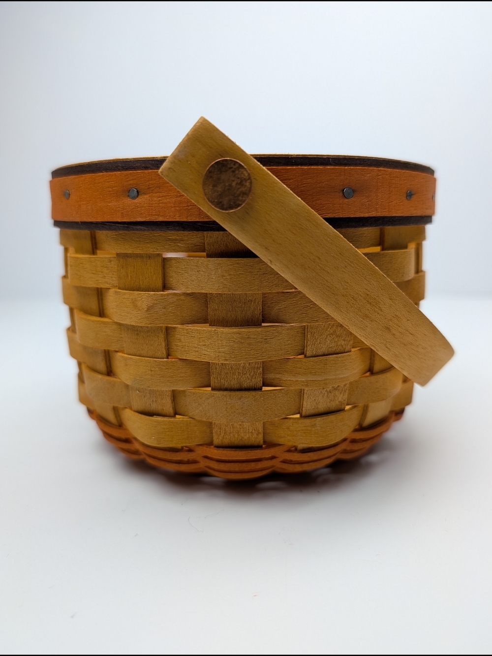 Longaberger Little Pumpkin Basket/Stem Lid/Leaves Liner/Protector, Vintage 1997 - Picture 7 of 10
